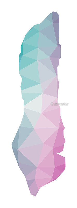 大特克岛的多边形地图。翡翠紫水晶颜色的岛屿几何插图。Grand Turk地图在低多边形风格。技术，互联网，网络概念。